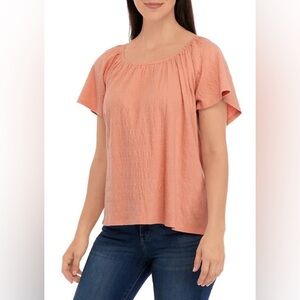 Wonderly | Women’s Short Sleeve Swing Top in Peach Size XL